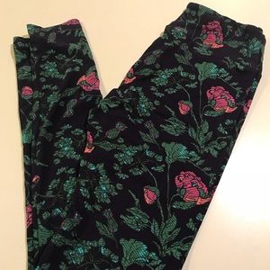 Lularoe Dark Purple Floral Leggings